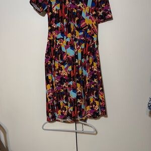 LuLaRoe Multicolor Abstract Midi Dress